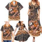 Personalized GWS Giants Rugby Family Matching Summer Maxi Dress and Hawaiian Shirt Aboriginal Dot Art - Dreamtime Football Mascot