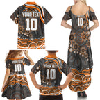 Personalized GWS Giants Rugby Family Matching Summer Maxi Dress and Hawaiian Shirt Aboriginal Dot Art - Dreamtime Football Mascot
