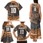 Personalized GWS Giants Rugby Family Matching Tank Maxi Dress and Hawaiian Shirt Aboriginal Dot Art - Dreamtime Football Mascot