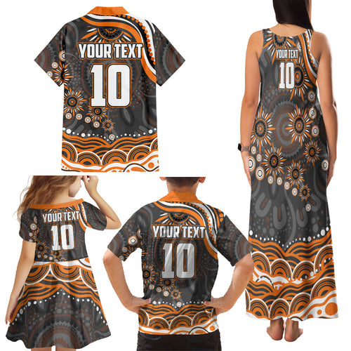 Personalized GWS Giants Rugby Family Matching Tank Maxi Dress and Hawaiian Shirt Aboriginal Dot Art - Dreamtime Football Mascot