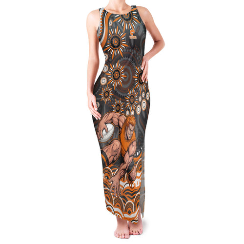 Personalized GWS Giants Rugby Family Matching Tank Maxi Dress and Hawaiian Shirt Aboriginal Dot Art - Dreamtime Football Mascot