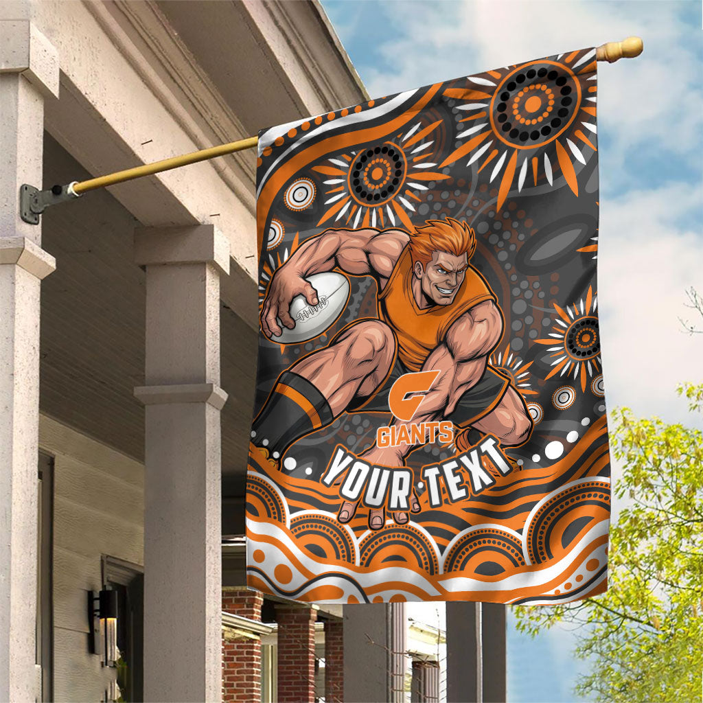 Personalized GWS Giants Rugby Garden Flag Aboriginal Dot Art - Dreamtime Football Mascot