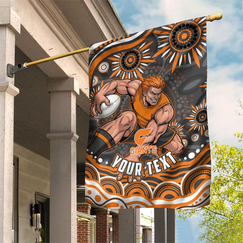 Personalized GWS Giants Rugby Garden Flag Aboriginal Dot Art - Dreamtime Football Mascot