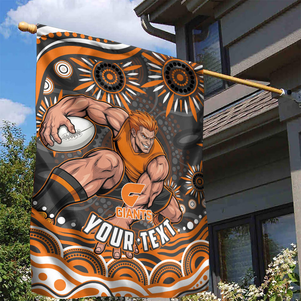 Personalized GWS Giants Rugby Garden Flag Aboriginal Dot Art - Dreamtime Football Mascot