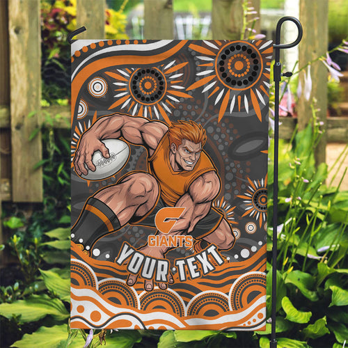 Personalized GWS Giants Rugby Garden Flag Aboriginal Dot Art - Dreamtime Football Mascot