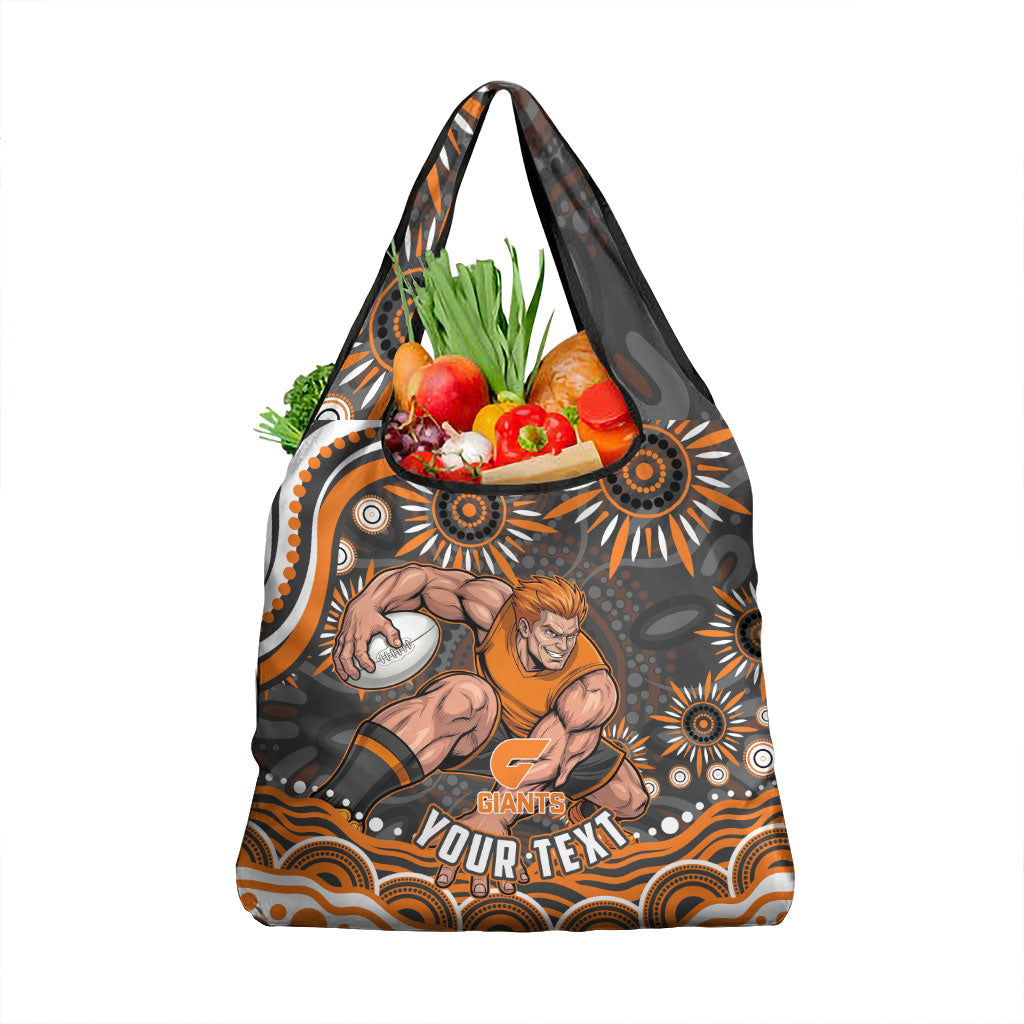 Personalized GWS Giants Rugby Grocery Bag Aboriginal Dot Art - Dreamtime Football Mascot