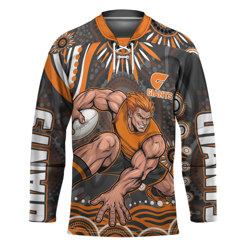 Personalized GWS Giants Rugby Hockey Jersey Aboriginal Dot Art - Dreamtime Football Mascot