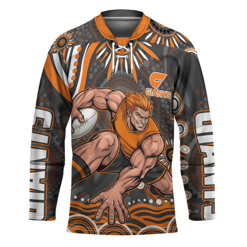 Personalized GWS Giants Rugby Hockey Jersey Aboriginal Dot Art - Dreamtime Football Mascot