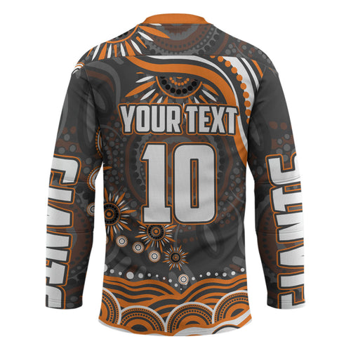Personalized GWS Giants Rugby Hockey Jersey Aboriginal Dot Art - Dreamtime Football Mascot