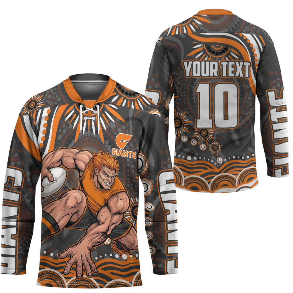 Personalized GWS Giants Rugby Hockey Jersey Aboriginal Dot Art - Dreamtime Football Mascot