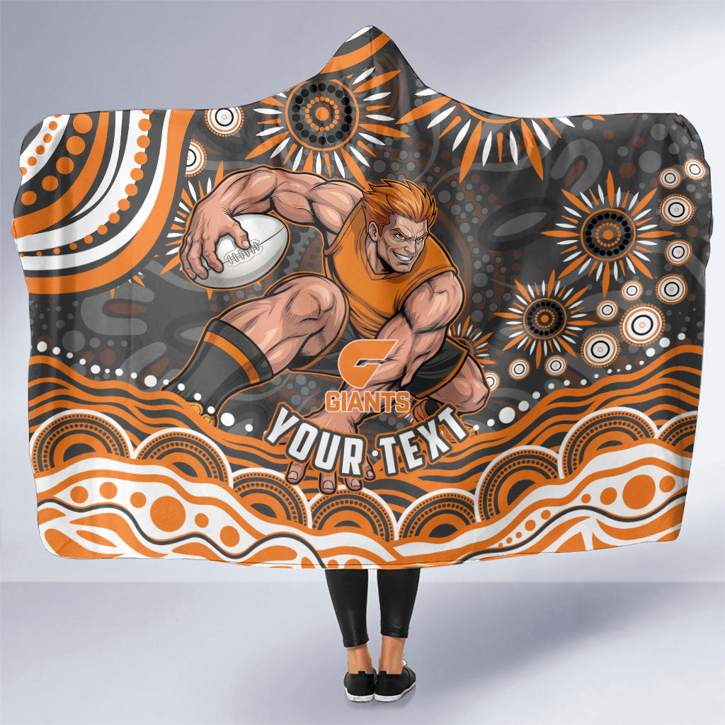Personalized GWS Giants Rugby Hooded Blanket Aboriginal Dot Art - Dreamtime Football Mascot
