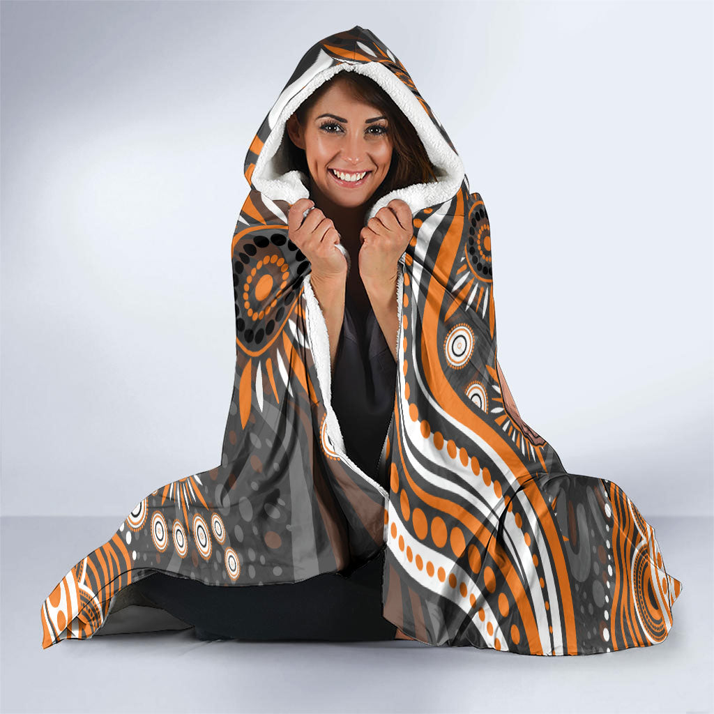 Personalized GWS Giants Rugby Hooded Blanket Aboriginal Dot Art - Dreamtime Football Mascot