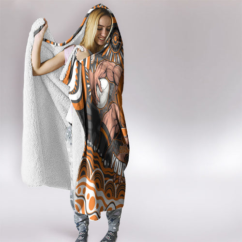 Personalized GWS Giants Rugby Hooded Blanket Aboriginal Dot Art - Dreamtime Football Mascot