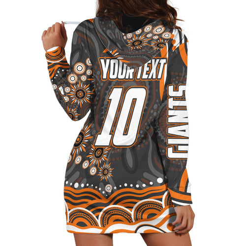 Personalized GWS Giants Rugby Hoodie Dress Aboriginal Dot Art - Dreamtime Football Mascot