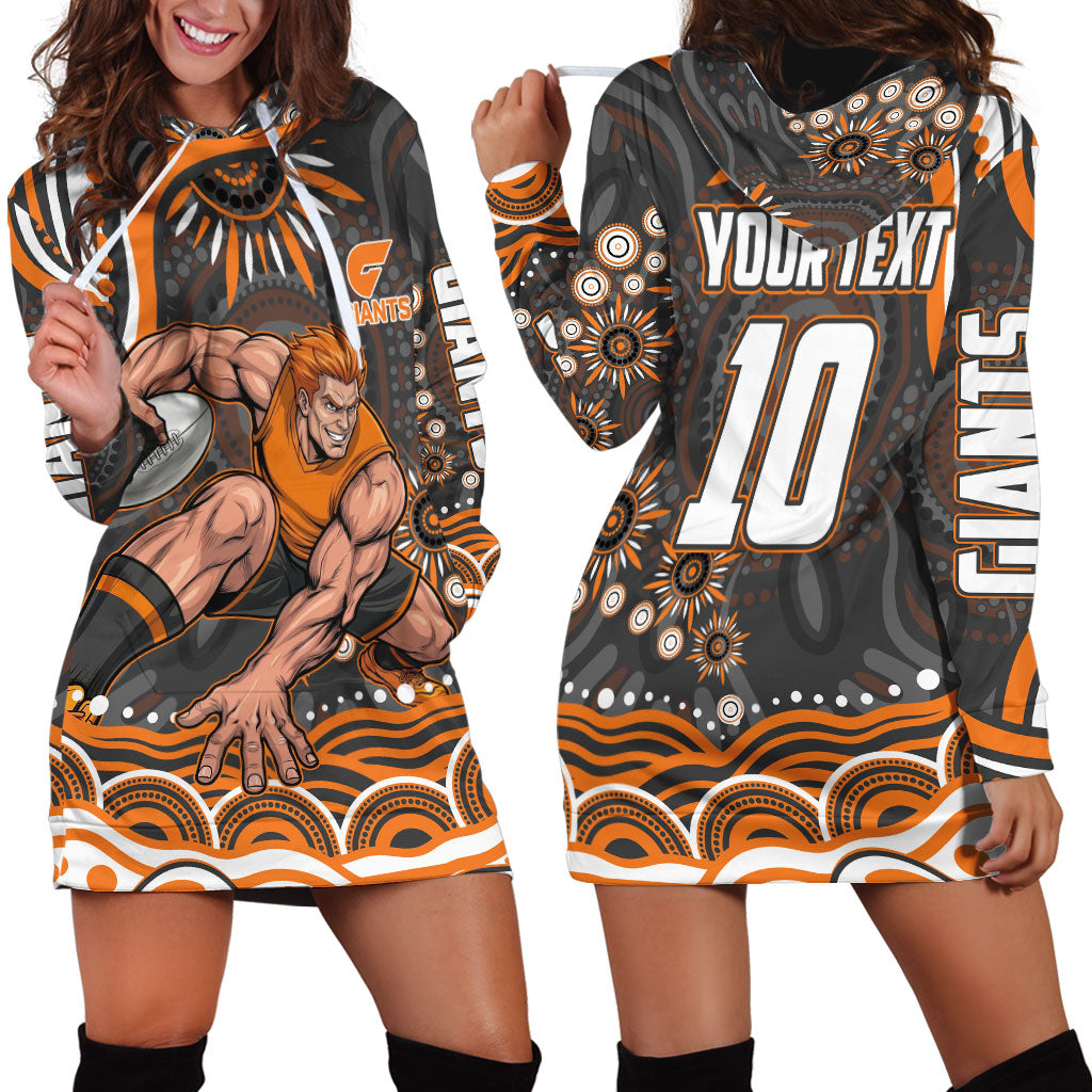 Personalized GWS Giants Rugby Hoodie Dress Aboriginal Dot Art - Dreamtime Football Mascot