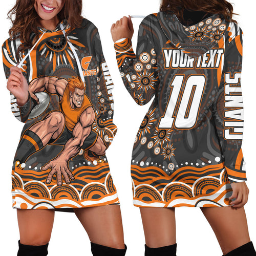 Personalized GWS Giants Rugby Hoodie Dress Aboriginal Dot Art - Dreamtime Football Mascot