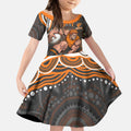 Personalized GWS Giants Rugby Kid Short Sleeve Dress Aboriginal Dot Art - Dreamtime Football Mascot