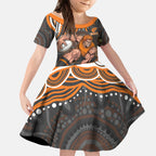 Personalized GWS Giants Rugby Kid Short Sleeve Dress Aboriginal Dot Art - Dreamtime Football Mascot