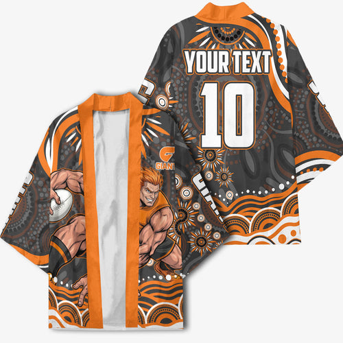 Personalized GWS Giants Rugby Kimono Aboriginal Dot Art - Dreamtime Football Mascot