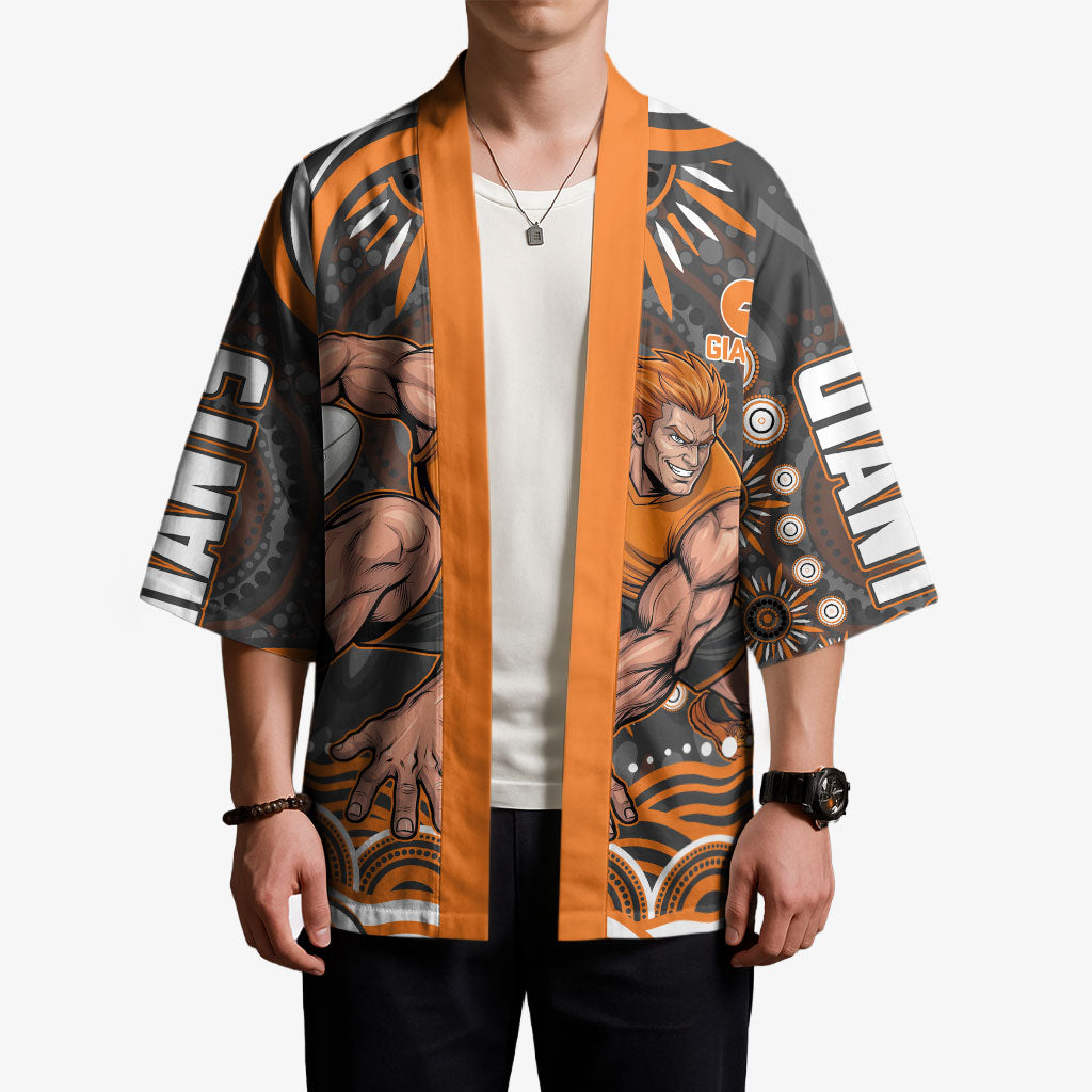 Personalized GWS Giants Rugby Kimono Aboriginal Dot Art - Dreamtime Football Mascot
