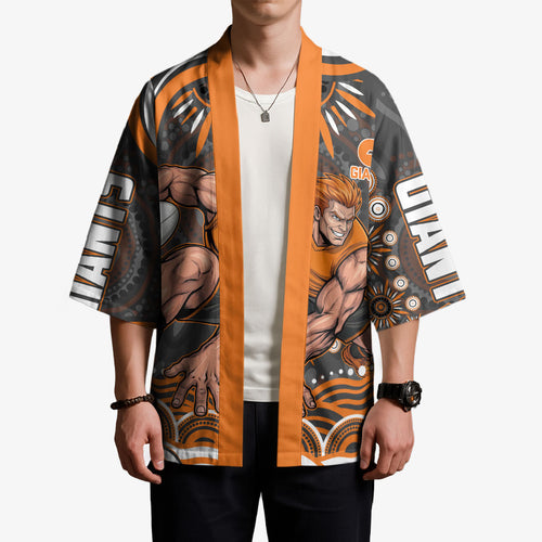 Personalized GWS Giants Rugby Kimono Aboriginal Dot Art - Dreamtime Football Mascot