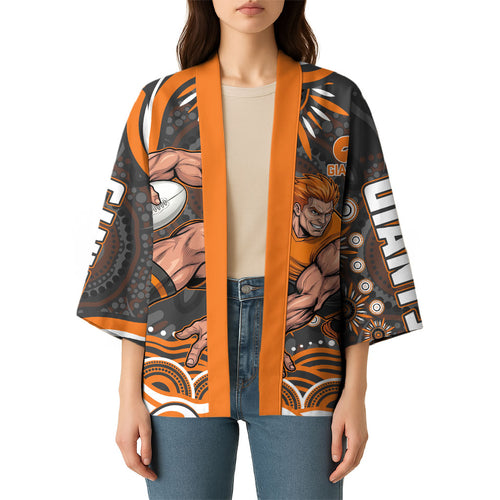 Personalized GWS Giants Rugby Kimono Aboriginal Dot Art - Dreamtime Football Mascot