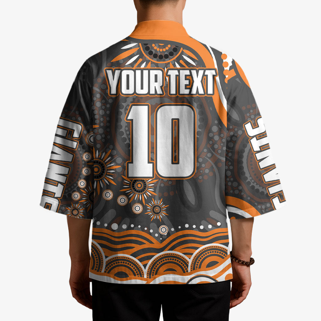 Personalized GWS Giants Rugby Kimono Aboriginal Dot Art - Dreamtime Football Mascot