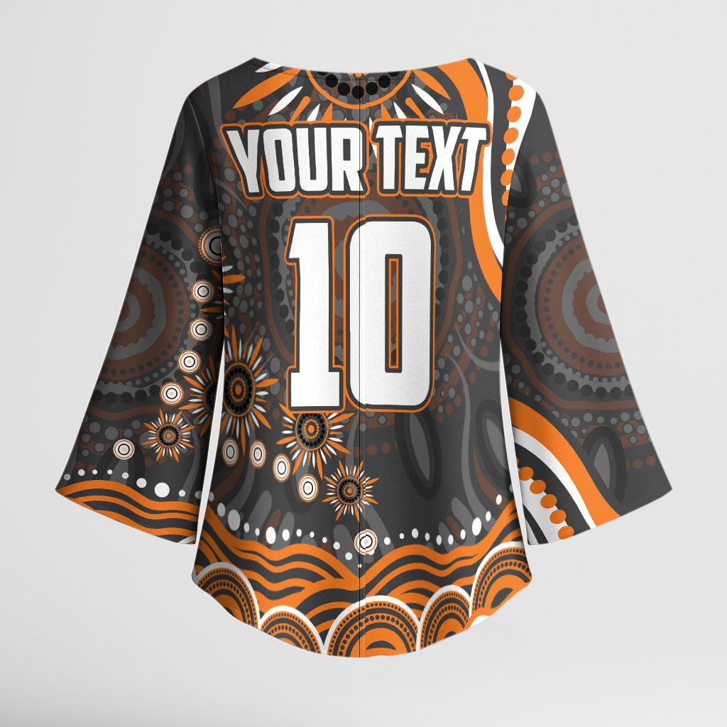 Personalized GWS Giants Rugby Kimono Sleeve Blouse Aboriginal Dot Art - Dreamtime Football Mascot