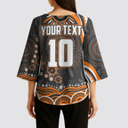 Personalized GWS Giants Rugby Kimono Sleeve Blouse Aboriginal Dot Art - Dreamtime Football Mascot