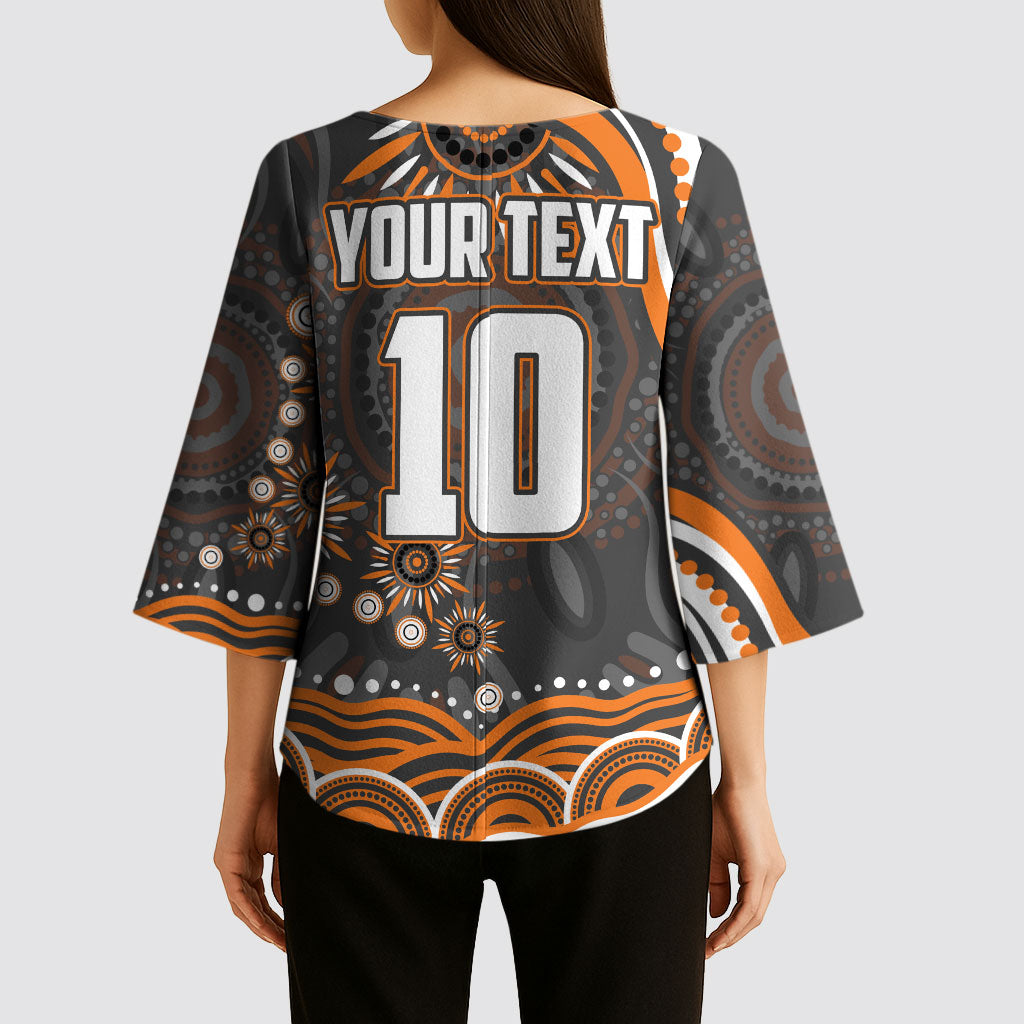 Personalized GWS Giants Rugby Kimono Sleeve Blouse Aboriginal Dot Art - Dreamtime Football Mascot