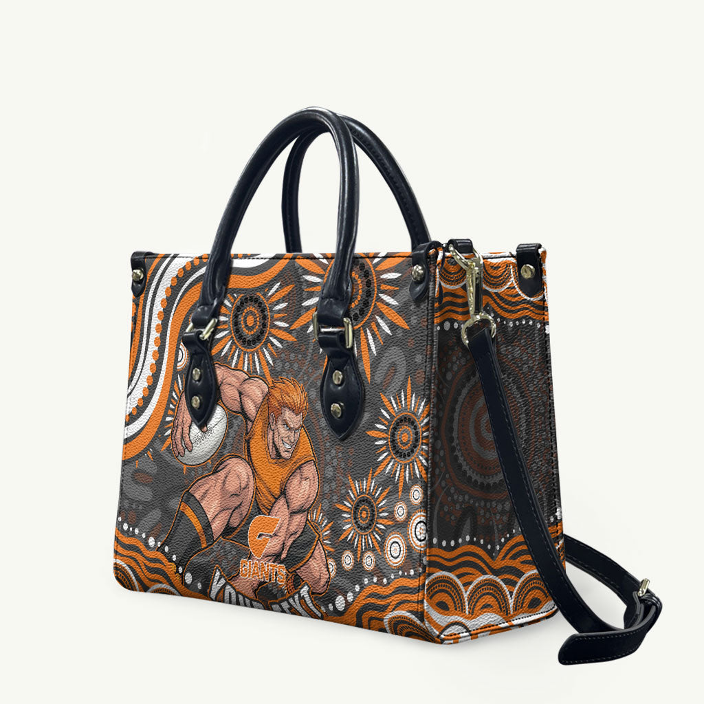 Personalized GWS Giants Rugby Leather Bag Aboriginal Dot Art - Dreamtime Football Mascot
