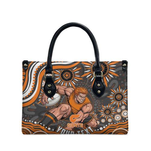 Personalized GWS Giants Rugby Leather Bag Aboriginal Dot Art - Dreamtime Football Mascot