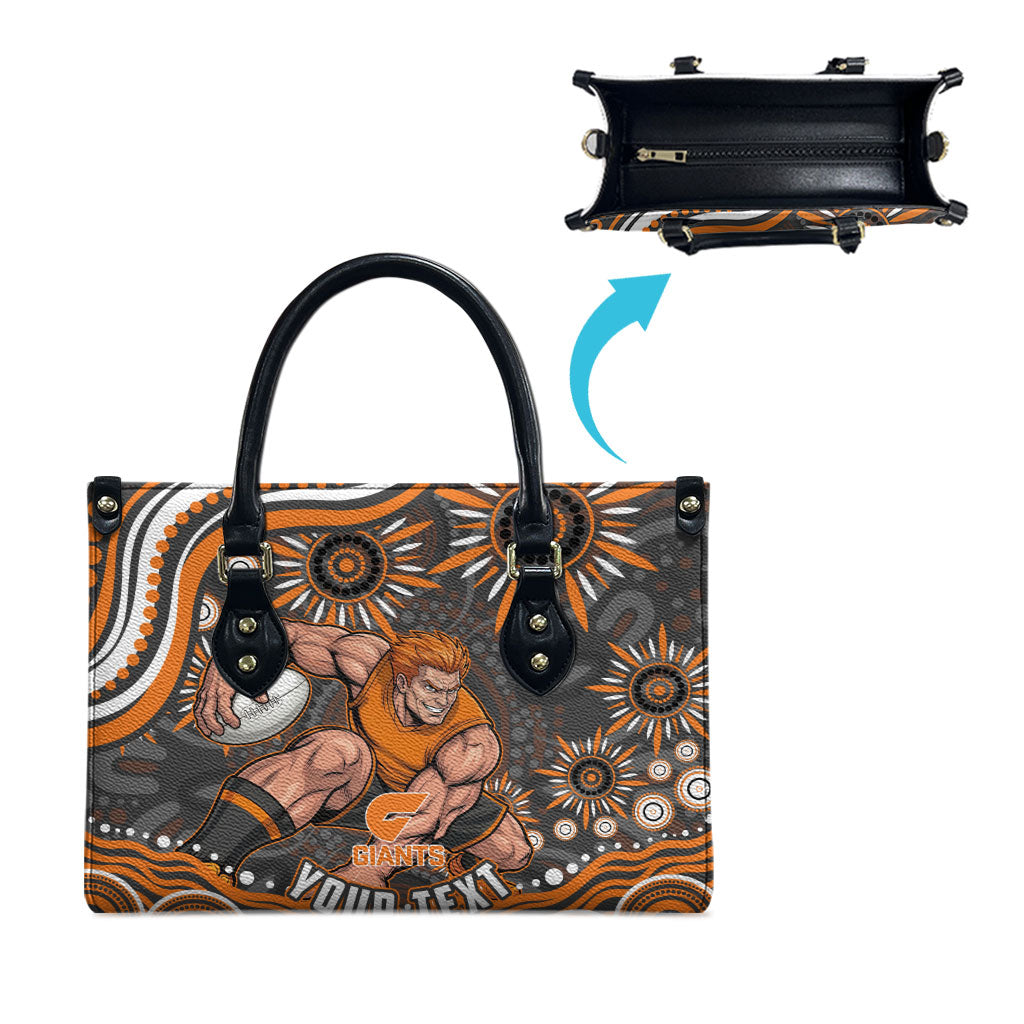 Personalized GWS Giants Rugby Leather Bag Aboriginal Dot Art - Dreamtime Football Mascot
