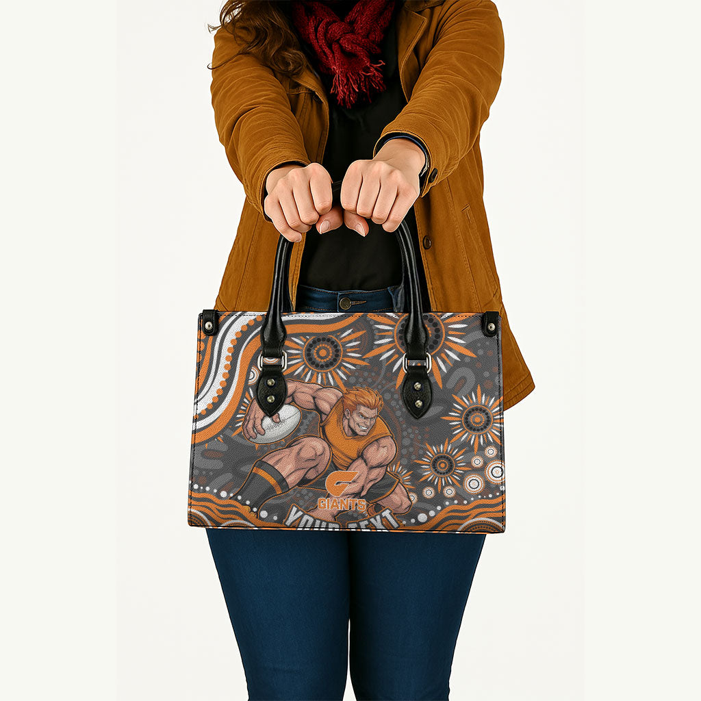 Personalized GWS Giants Rugby Leather Bag Aboriginal Dot Art - Dreamtime Football Mascot
