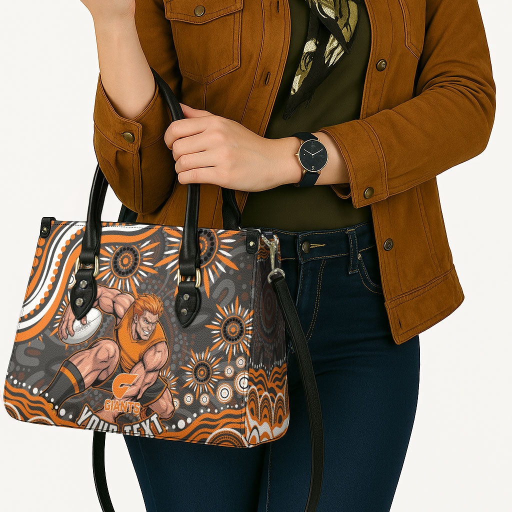 Personalized GWS Giants Rugby Leather Bag Aboriginal Dot Art - Dreamtime Football Mascot