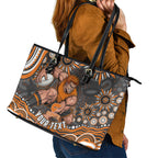Personalized GWS Giants Rugby Leather Tote Bag Aboriginal Dot Art - Dreamtime Football Mascot