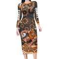 Personalized GWS Giants Rugby Long Sleeve Bodycon Dress Aboriginal Dot Art - Dreamtime Football Mascot