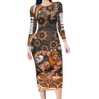 Personalized GWS Giants Rugby Long Sleeve Bodycon Dress Aboriginal Dot Art - Dreamtime Football Mascot