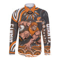 Personalized GWS Giants Rugby Long Sleeve Button Shirt Aboriginal Dot Art - Dreamtime Football Mascot