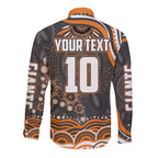 Personalized GWS Giants Rugby Long Sleeve Button Shirt Aboriginal Dot Art - Dreamtime Football Mascot