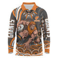 Personalized GWS Giants Rugby Long Sleeve Polo Shirt Aboriginal Dot Art - Dreamtime Football Mascot