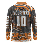 Personalized GWS Giants Rugby Long Sleeve Polo Shirt Aboriginal Dot Art - Dreamtime Football Mascot