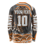 Personalized GWS Giants Rugby Long Sleeve Shirt Aboriginal Dot Art - Dreamtime Football Mascot