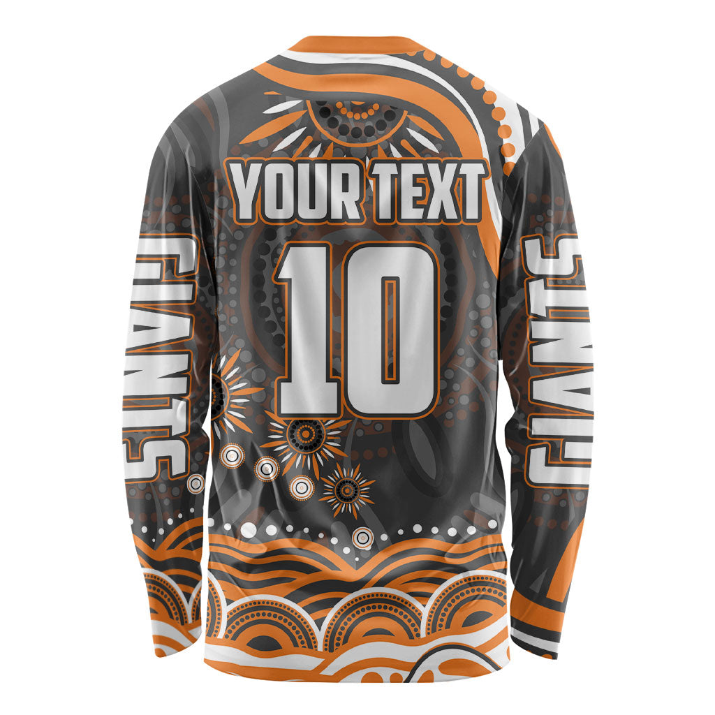 Personalized GWS Giants Rugby Long Sleeve Shirt Aboriginal Dot Art - Dreamtime Football Mascot