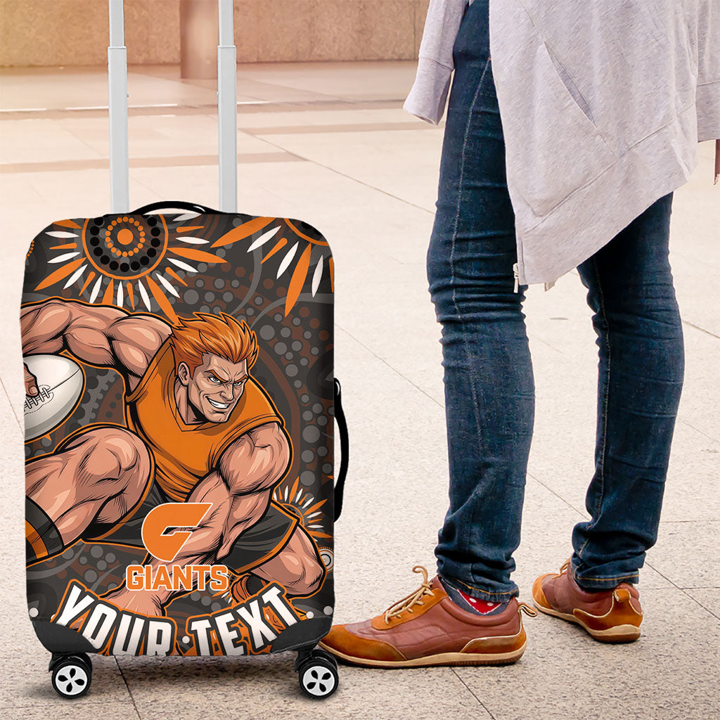 Personalized GWS Giants Rugby Luggage Cover Aboriginal Dot Art - Dreamtime Football Mascot