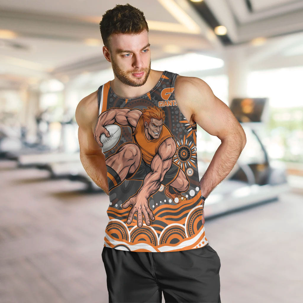 Personalized GWS Giants Rugby Men Tank Top Aboriginal Dot Art - Dreamtime Football Mascot
