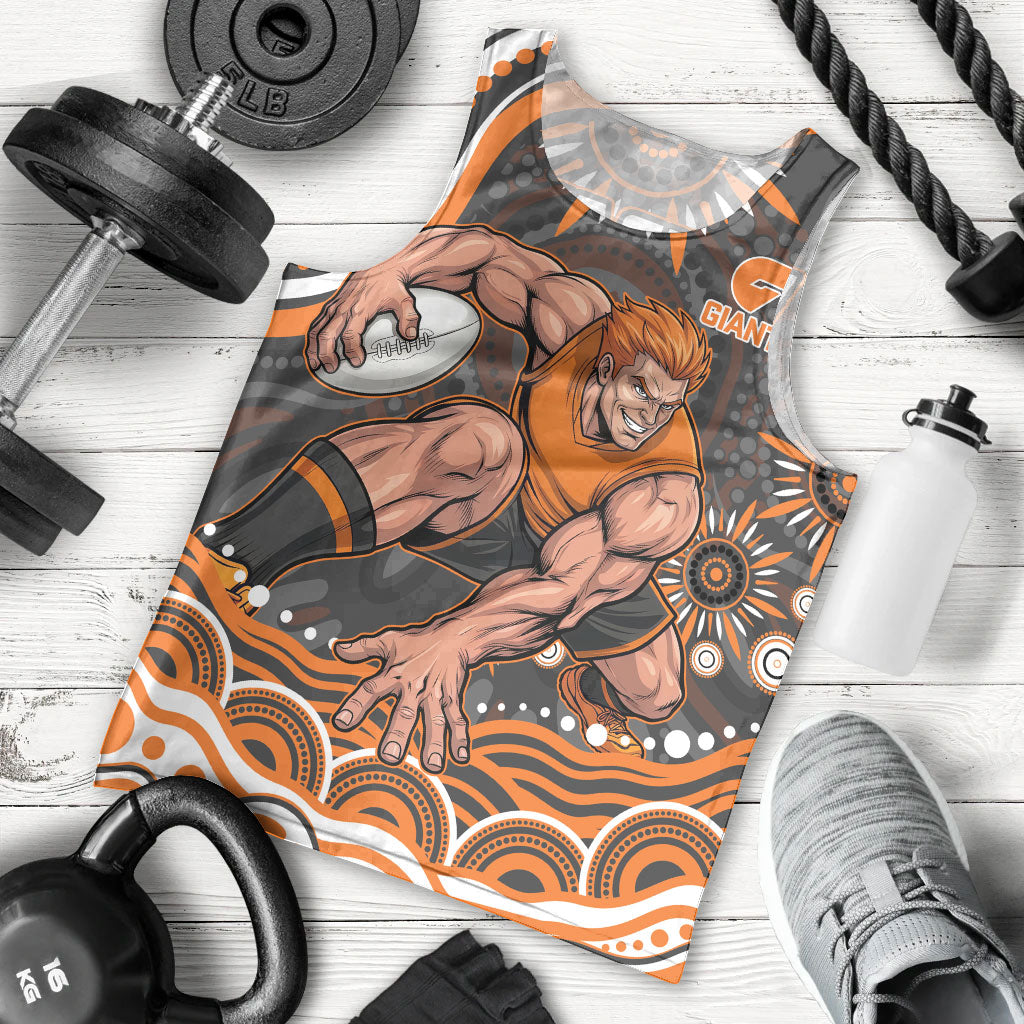 Personalized GWS Giants Rugby Men Tank Top Aboriginal Dot Art - Dreamtime Football Mascot