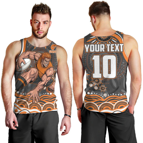 Personalized GWS Giants Rugby Men Tank Top Aboriginal Dot Art - Dreamtime Football Mascot
