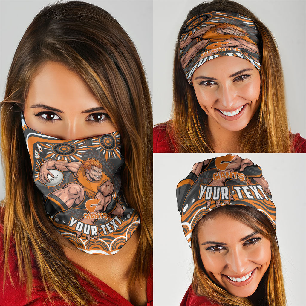 Personalized GWS Giants Rugby Neck Gaiter Aboriginal Dot Art - Dreamtime Football Mascot