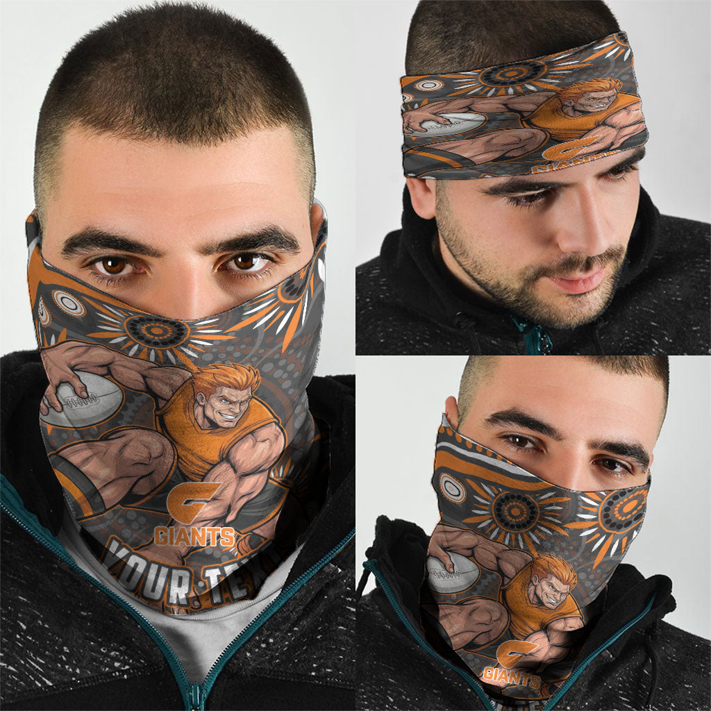 Personalized GWS Giants Rugby Neck Gaiter Aboriginal Dot Art - Dreamtime Football Mascot
